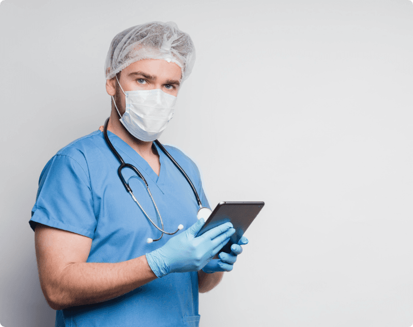 Masked laboratory medicine clinician